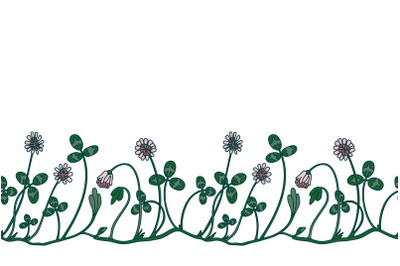Botanical floral border isolated on white background. Hand drawn doodl