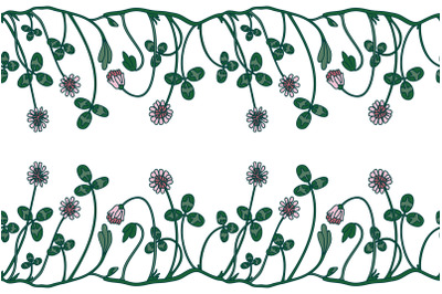 Botanical floral border isolated on white background. Hand drawn doodl