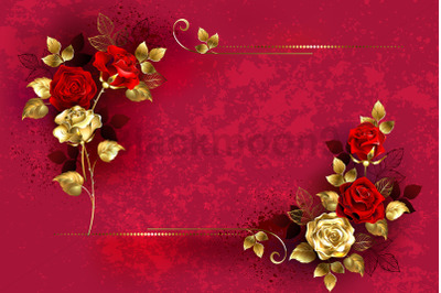 Jewelry rose corner frame