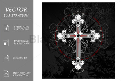 White cross with fleur de lis
