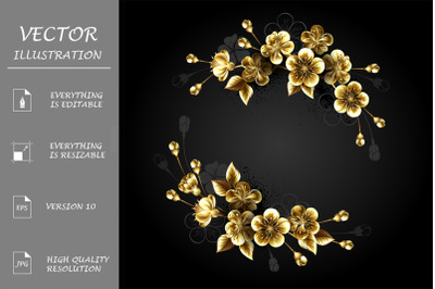 Round monogram with golden sakura