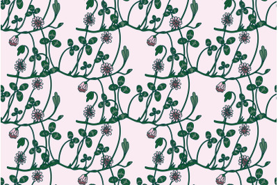 Botanical floral seamless pattern with clover vector illustration
