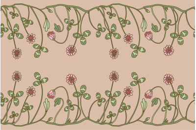 Botanical floral seamless border isolated on beige background vector