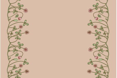Botanical floral seamless border isolated on beige background vector
