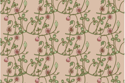 Botanical floral seamless pattern vector illustration Repeating clover