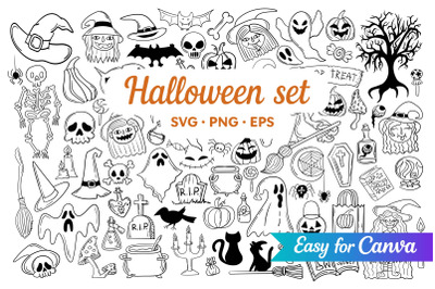 Halloween Doodle Clipart Set