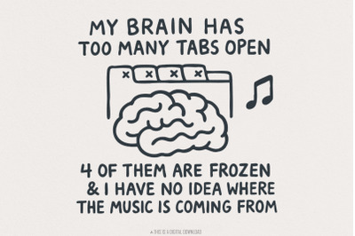 My Brain Has Too Many Tabs Open Sticker, Funny Mom Decal, Water Bottle