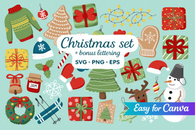 Cozy Christmas Clipart &amp; Lettering