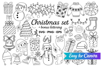 Black &amp; White Christmas Doodles
