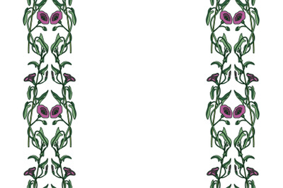 Botanical floral vertical border isolated on white background vector