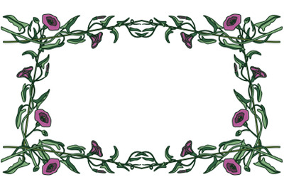 Botanical floral frame isolated on white background. Hand drawn  bindw
