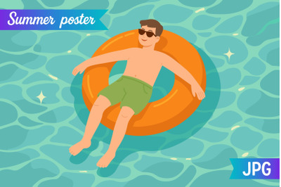 Floating in Pool Poster