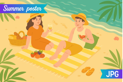 Couple Picnic on the Beach