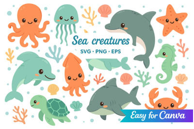 Cute Sea Creatures Set
