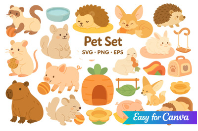 Cute Exotic Pets and Accessories Clipart