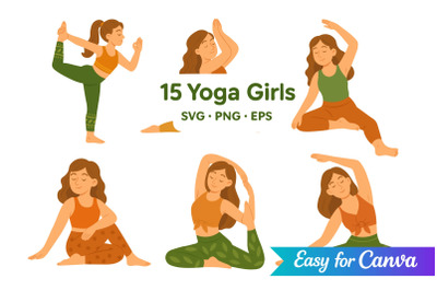 Yoga Girls Clipart Set