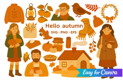 Hello Autumn Clipart Set
