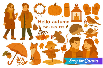 Hello Autumn Animals and Cozy Clipart