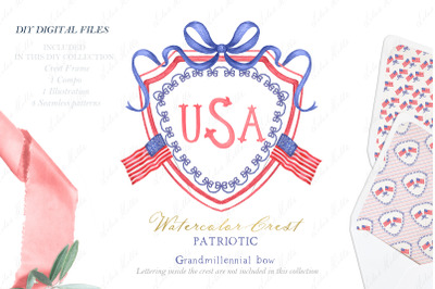 Watercolor Crest 4th July