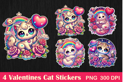 Valentines Cat Sticker, Valentines day Sticker Printable