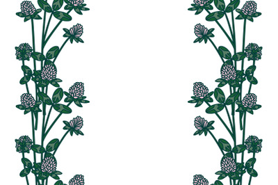Botanical vertical floral border isolated on white background
