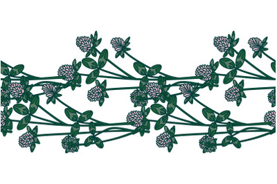Botanical floral border isolated on white background Hand drawn clover