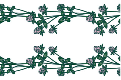 Botanical floral border isolated on white background Hand drawn clover