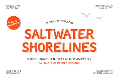 Saltwater Shorelines Font Duo (Surfing Fonts, Beach Fonts, Playful Fon