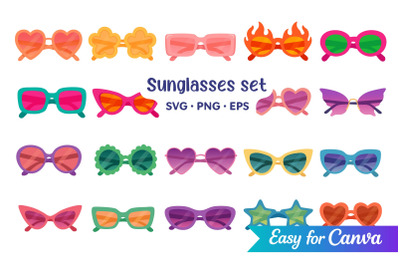 Colorful Sunglasses Clipart Set