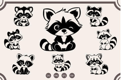 Raccoon svg Bundle, Cartoon Raccoon svg, Cute Raccoon svg