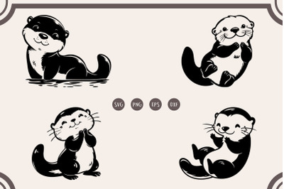 Cute Otters Bundle svg, Cute Otter svg, Sea Animal Lovers