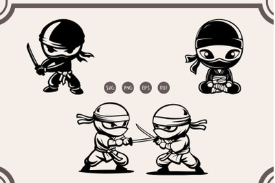 Ninja svg Bundle, Cute Ninja svg, Female Ninja Clipart
