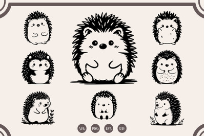 Hedgehog Bundle svg, Hedgehog svg, Cartoon Hedgehog svg