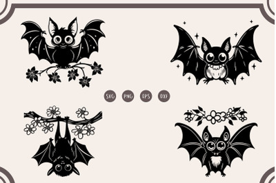 Bat svg, Cute Bat svg, Floral Bat svg, Baby Bat svg
