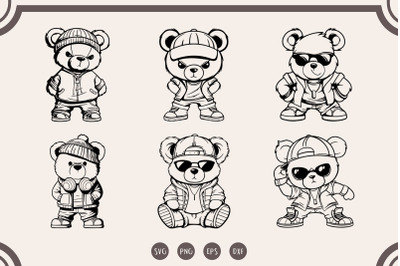 Cool Teddy Bear svg, Teddy Bear Sunglasses svg, Gangsta