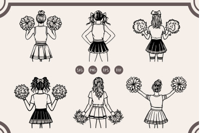 Cheerleading svg Bundle, Cheerleader with Pom-poms svg