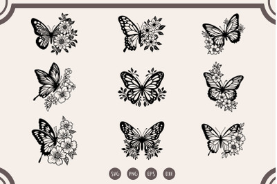 Butterfly svg, Butterfly svg Bundle, Floral Butterfly svg