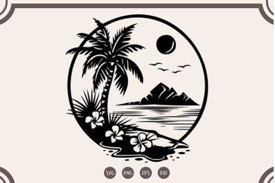 Beach Scene svg, Sunset Beach svg , Sunset Landscape