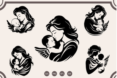 Baby Loss Memorial svg Bundle, Mom Holding Baby Angel svg