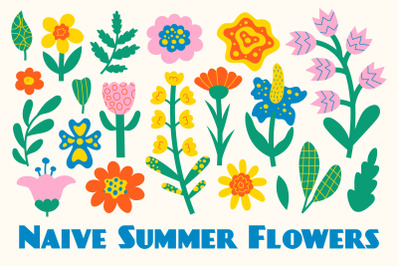 Naive Summer Flowers PNG Clipart
