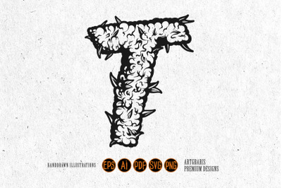 Marijuana T Letter Outline Monochrome