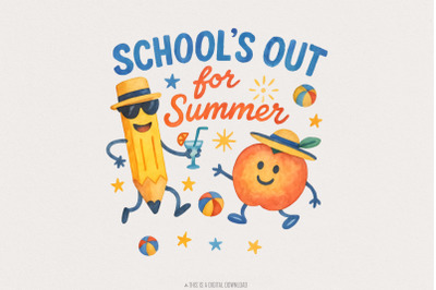 School&#039;s Out For Summer png, Digital Art Download, Clip Art Image, Gra