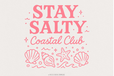 Stay Salty PNG, Seashell Aesthetic, Retro Summer Design, Beachy Sublim