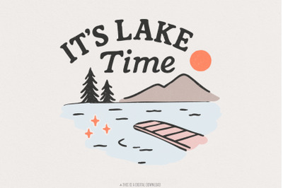 Glitter It&#039;s Lake Time Coquette PNG, Summer Vibes, Girly, Trendy Summe
