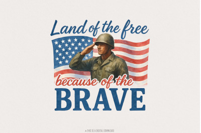 Land of the Free PNG, Patriotic Sublimation Design, Independence Day P