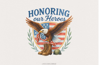 Honoring Our Heroes, Veterans png, American Eagle Flag, 4th of July pn