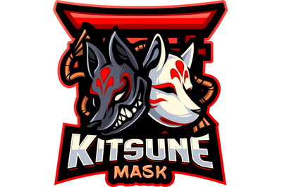 Kitsune mask esport mascot logo design