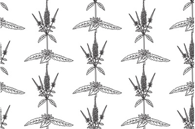 Line art botanical floral seamless pattern with wildflowers vector