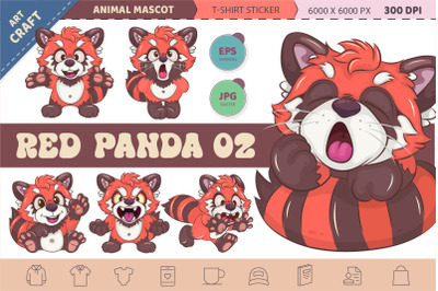 Set of Red Pandas 02. Animal Art.