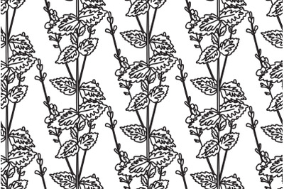 Line art botanical floral seamless pattern with wildflowers vector